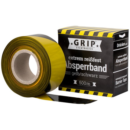 Barrier tape, yellow and black, extremely tear-resistant