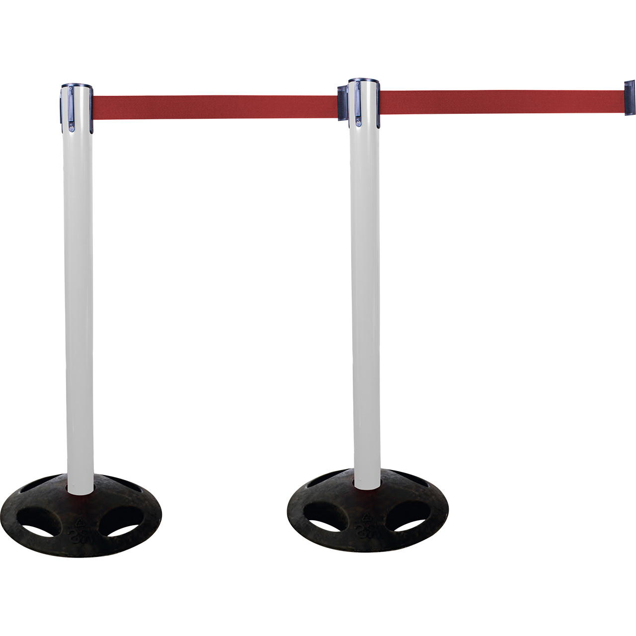 Plastic belt barrier posts - white - red