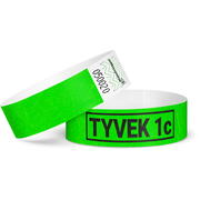 Printed single-colour 19 mm tyvek wristbands - neon green