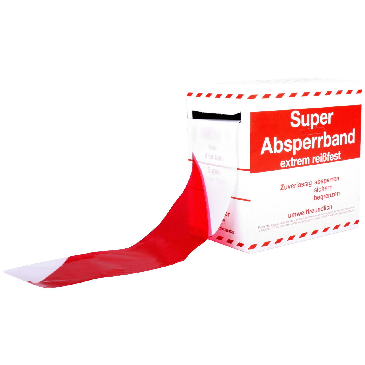 Absperrband rot weiß 100 m - extrem reißfest
