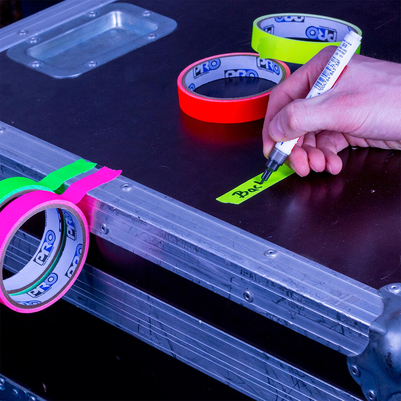 Artist Tape Set - Schwarzlicht Klebeband in 4 Neonfarben - 12 mm x 4,5 m