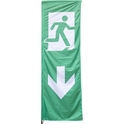 Construction fence and container flag emergency exit replacement flag