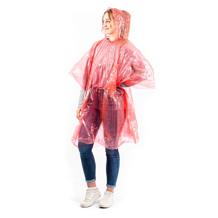 Disposable raincape GRIP – pack of 10 - red