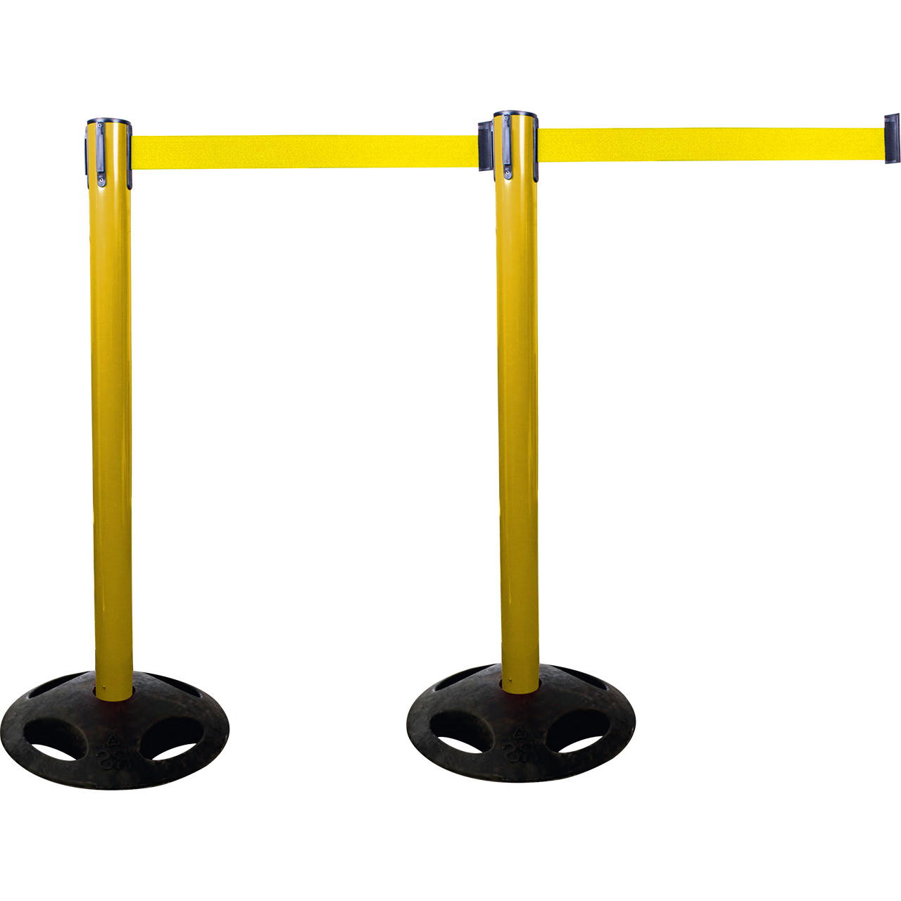 Plastic belt barrier posts - yellow - signal yellow