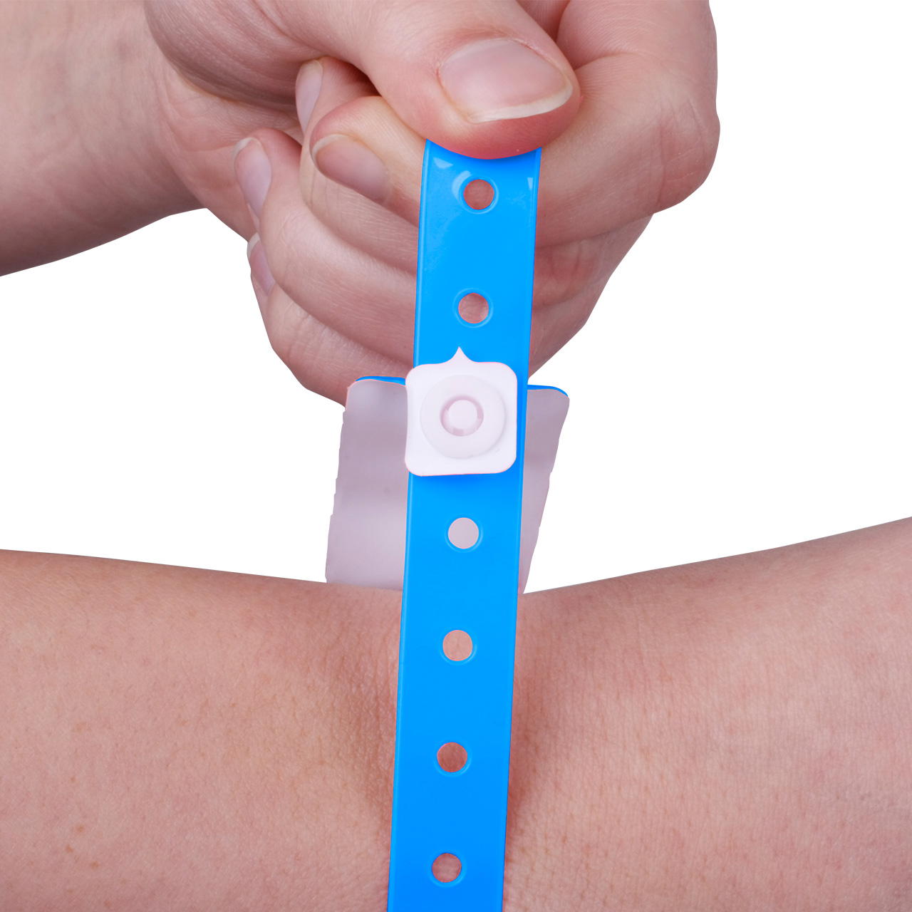 Printed vinyl admission wristbands (1c) - neon blue