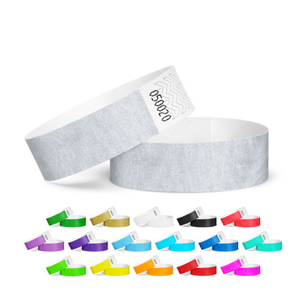 Tyvek wristbands, unprinted, 19 mm wide - silver