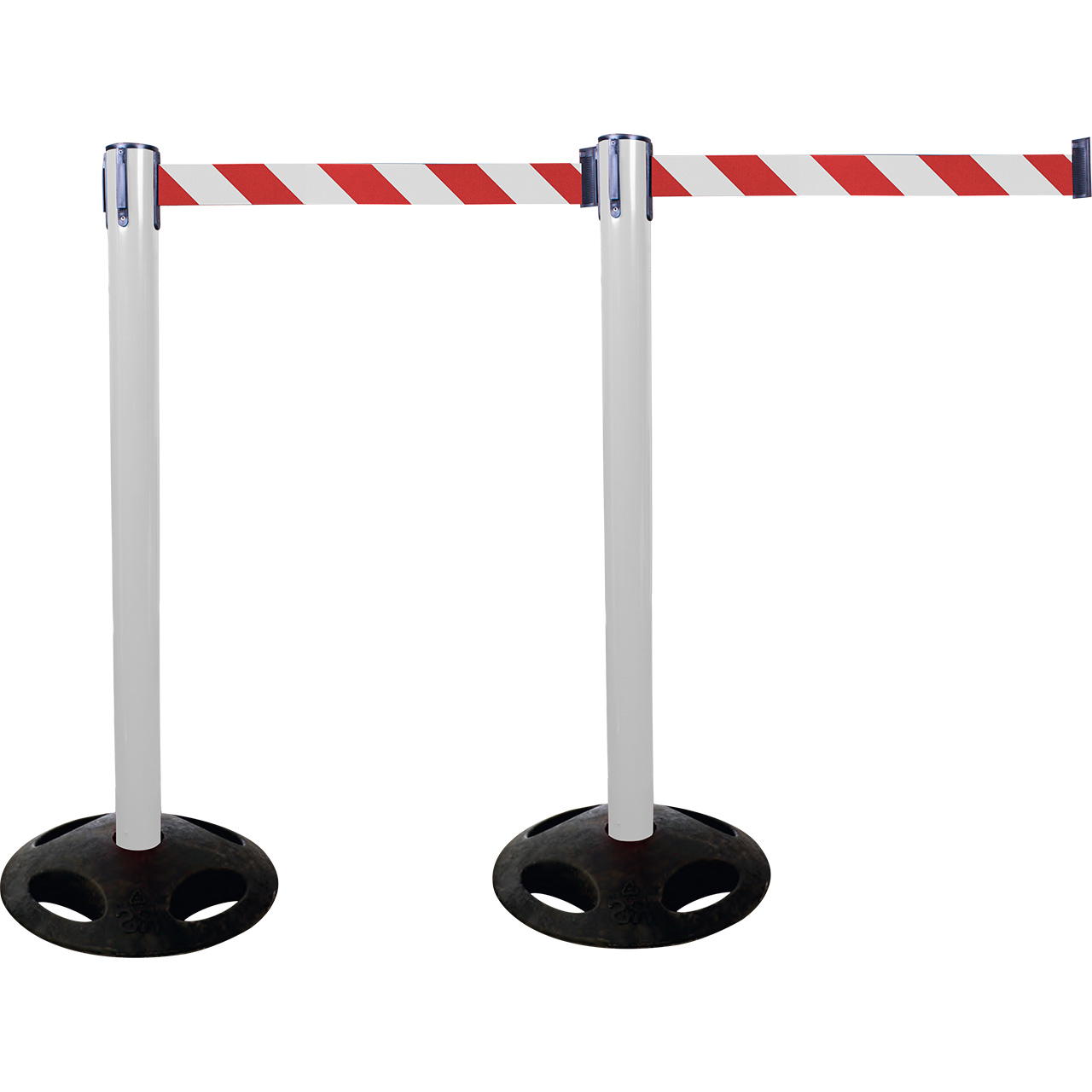 Plastic belt barrier posts - white - red-white