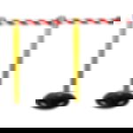 belt barrier posts - yellow Plastic belt barrier posts - yellow - red-white