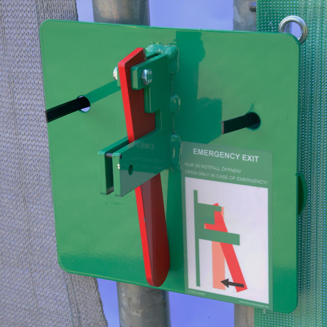 Bauzaunriegel für Notausgänge