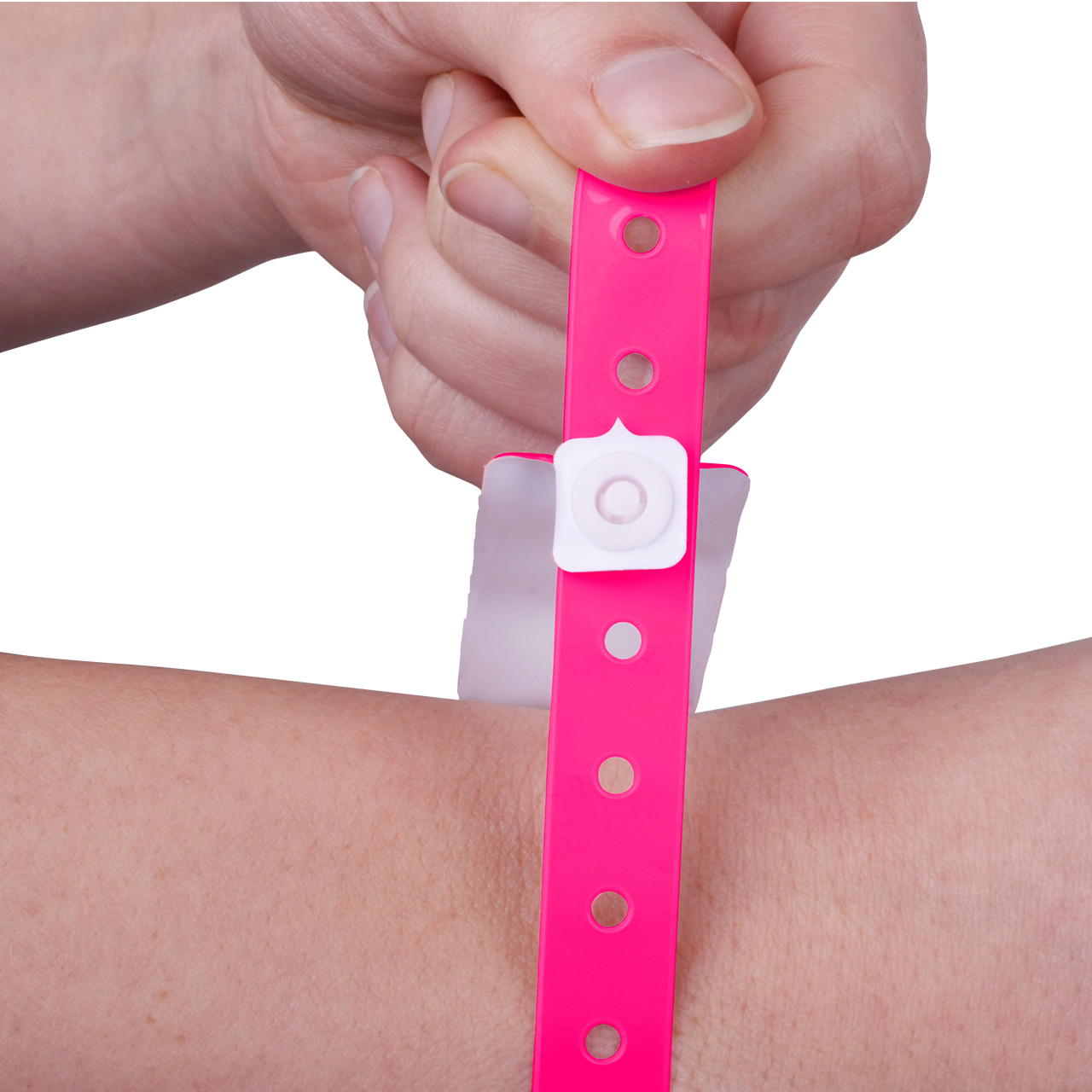 Printed vinyl admission wristbands (1c) - neon pink