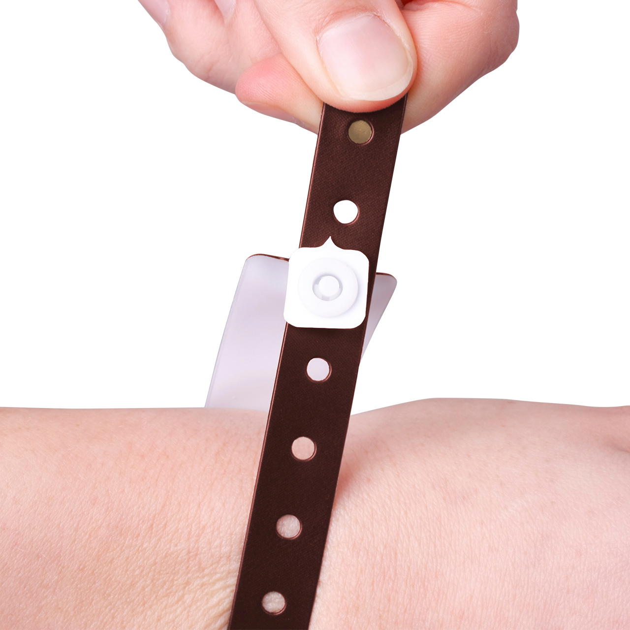 Printed vinyl admission wristbands (1c) - brown