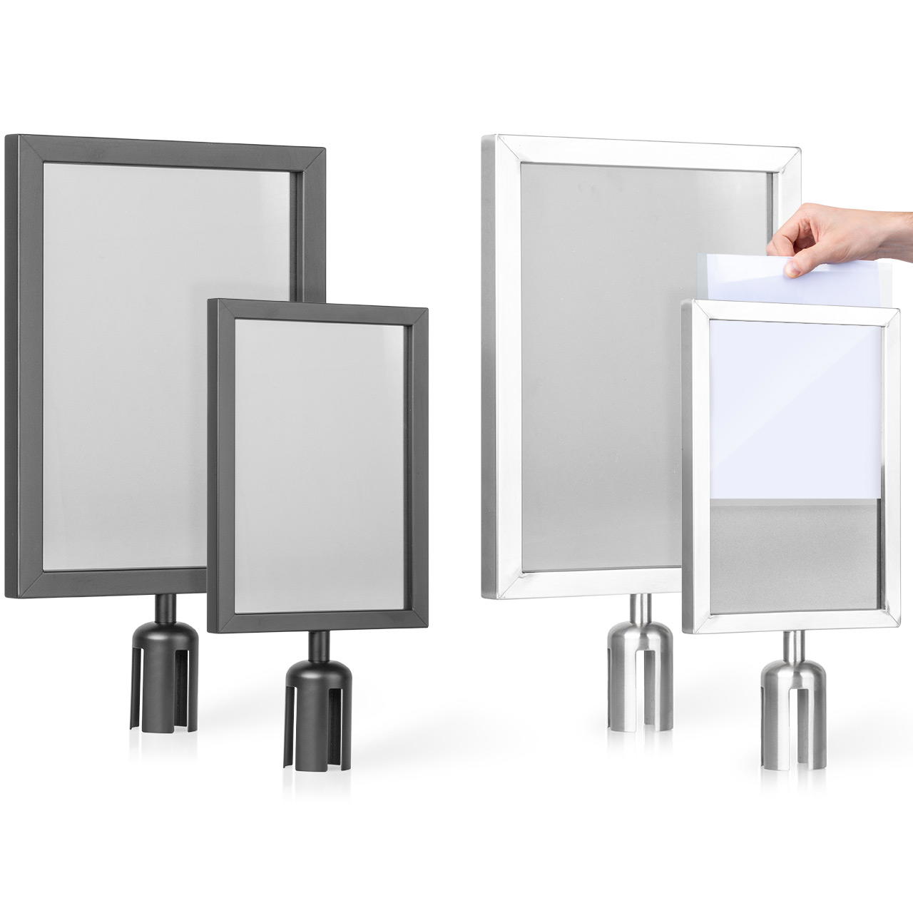 Signboard for barrier stands GRIP - silver - A3