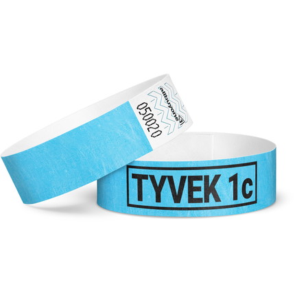 Printed single-colour 19 mm tyvek wristbands - light blue