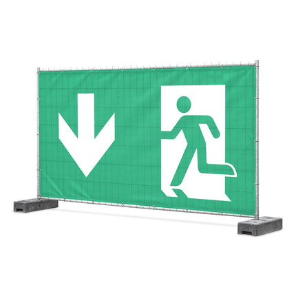 Notausgangsbanner Pfeil unten - Notausgang unten Notausgangsbanner mit Richtungspfeil unten - Notausgang unten