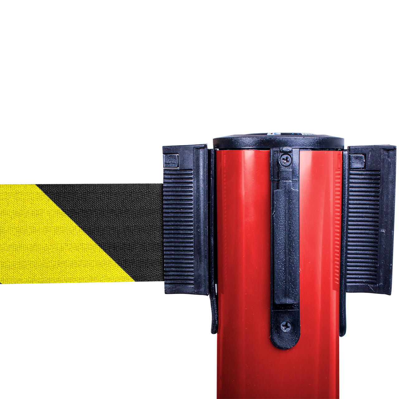 Plastic belt barrier posts - red - black-yellow
