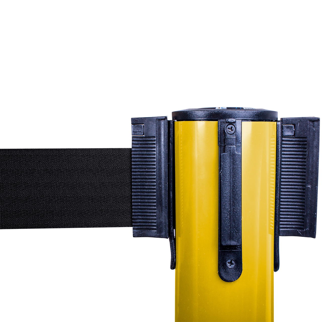 Plastic belt barrier posts - yellow - black