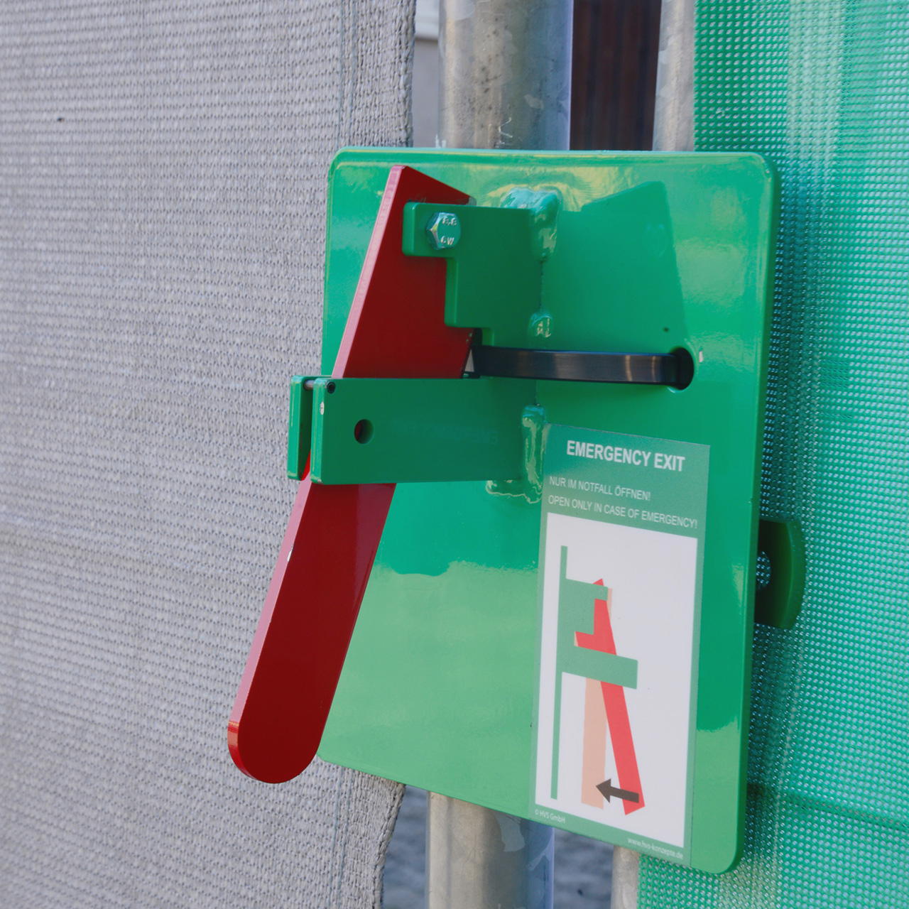 Bauzaunriegel für Notausgänge