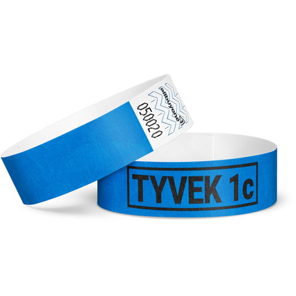 print tyvek wristbands - blue Printed single-colour 19 mm tyvek wristbands - blue