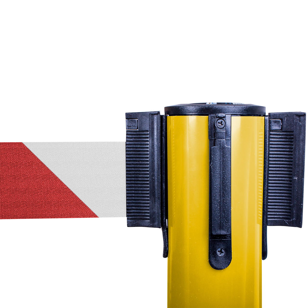 Plastic belt barrier posts - yellow - red-white