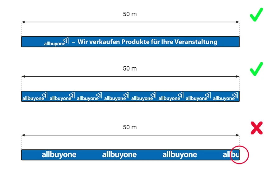 Endlosbanner non-woven Motiv-Skizze: Anlage als durchgehendes Motiv oder als sich wiederholender Rapport auf 50 m