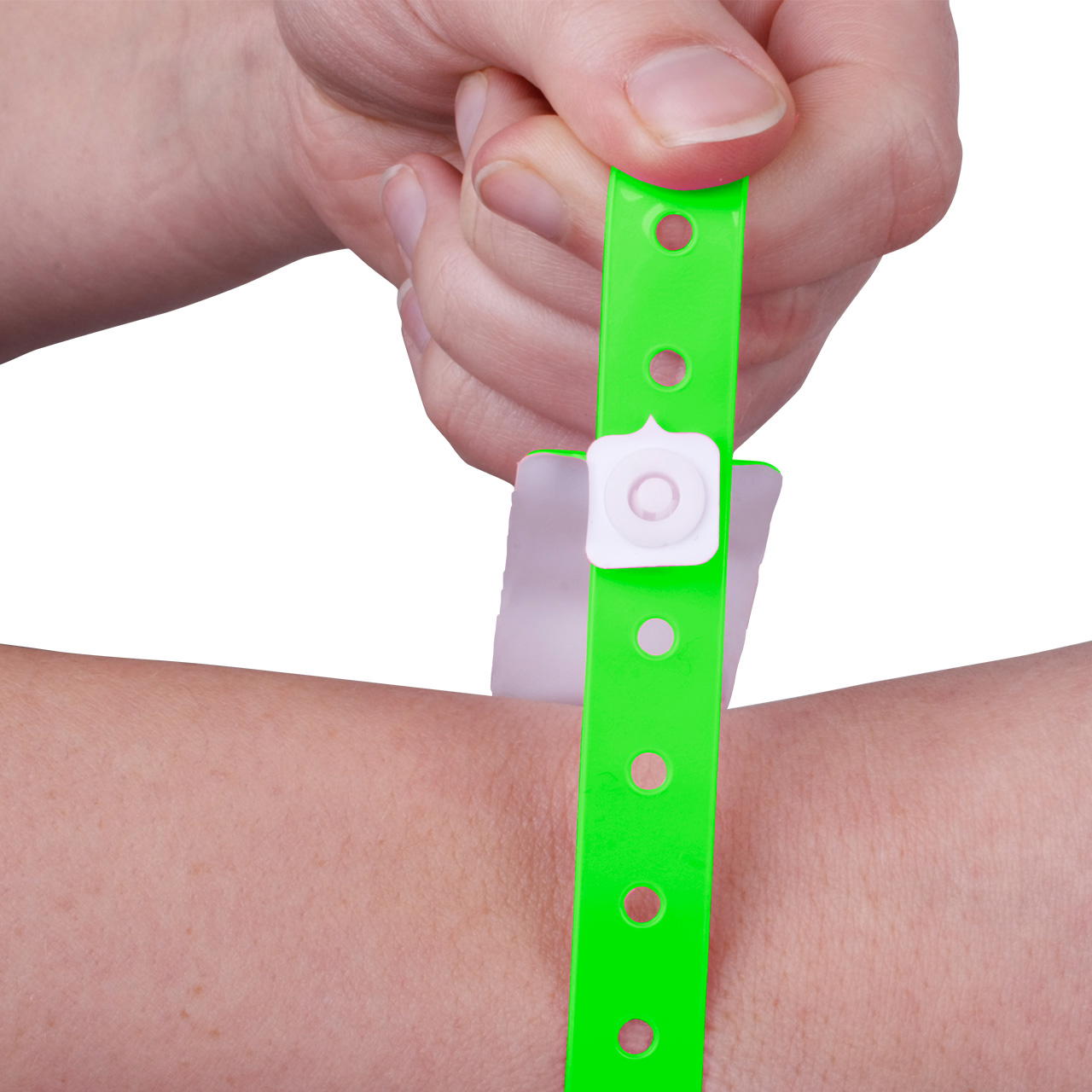 Printed vinyl admission wristbands (1c) - neon green