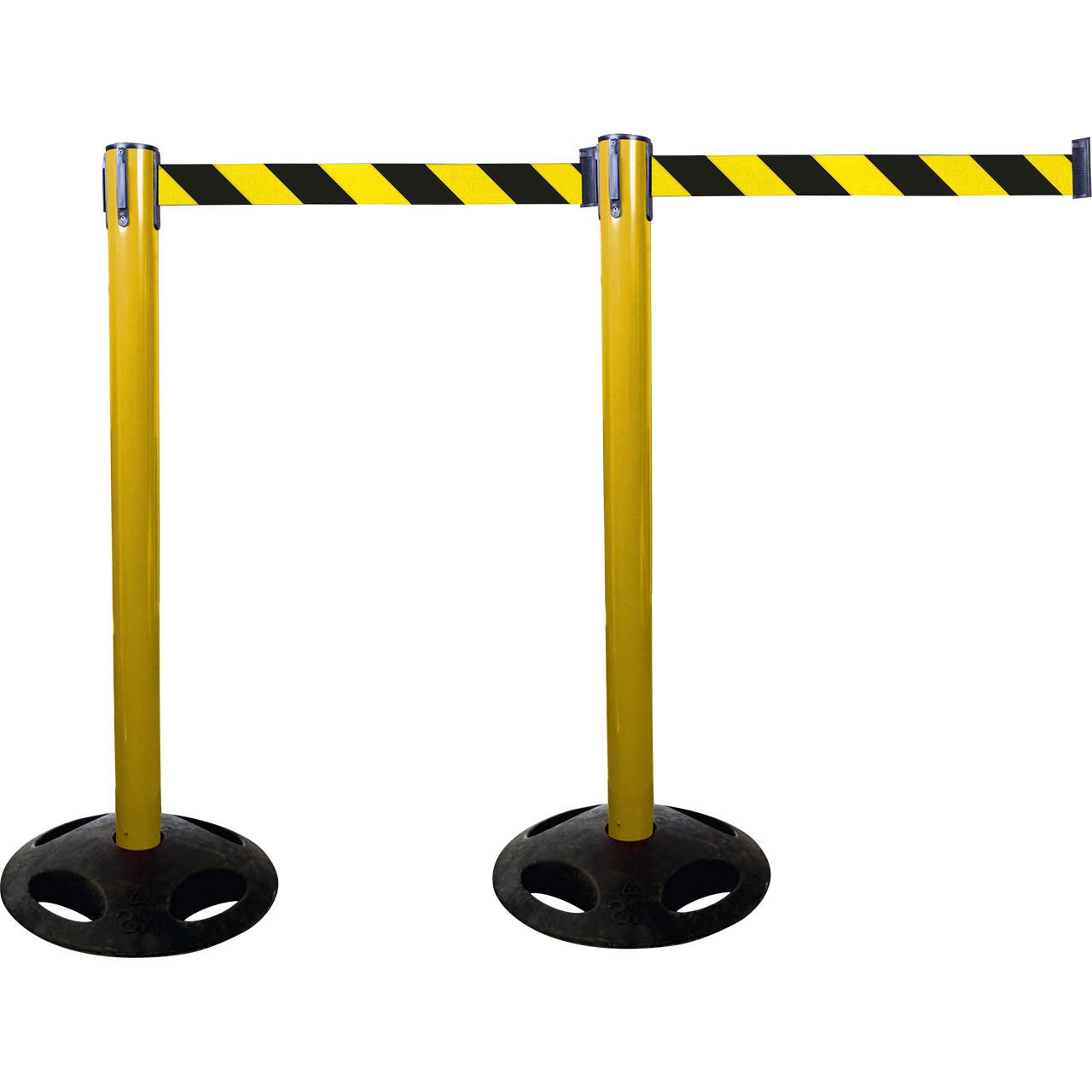 Plastic belt barrier posts - yellow - black-yellow