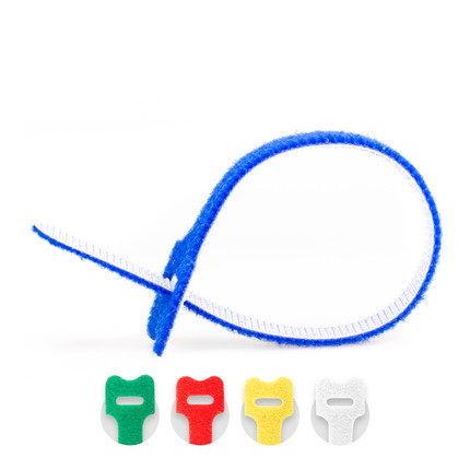 Set of 10 coloured velcro binders - 12.5 mm x 200 mm