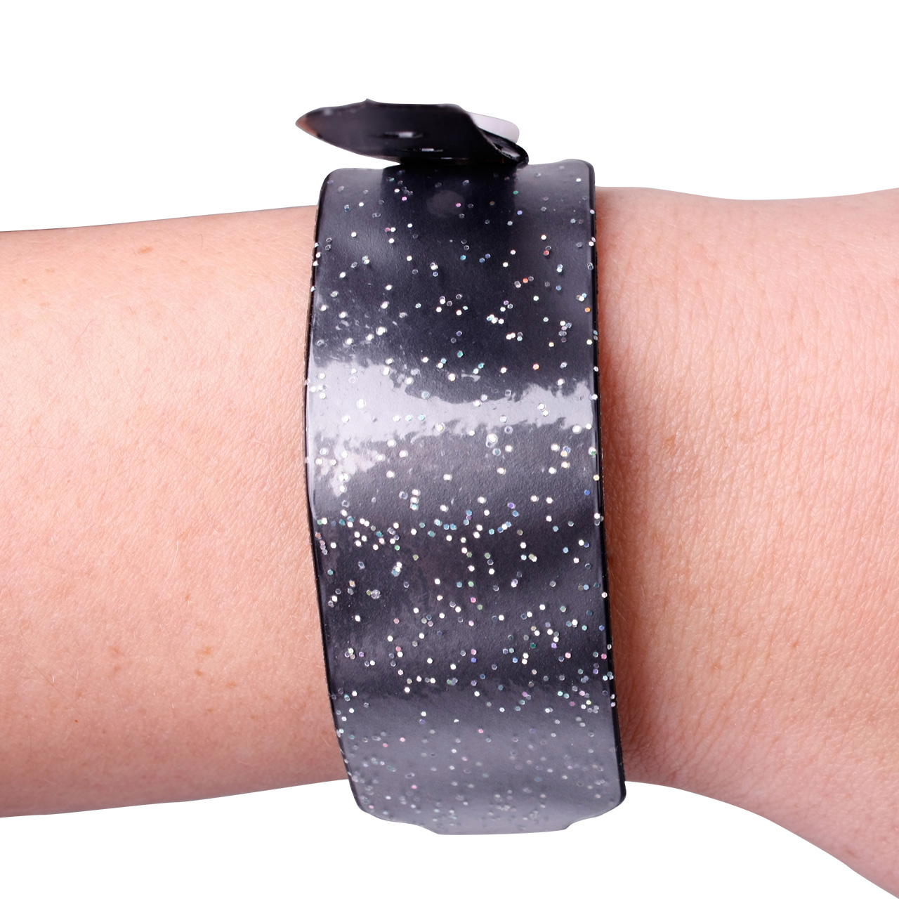 Vinyl Bänder unbedruckt - glitter-schwarz