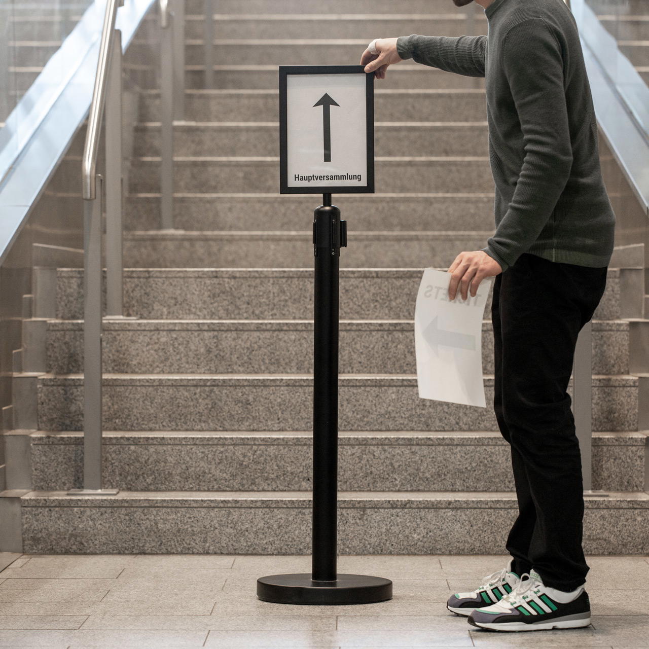 Signboard for barrier stands GRIP - silver - A3