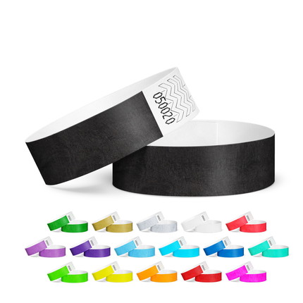 Tyvek wristbands, unprinted, 19 mm wide - black