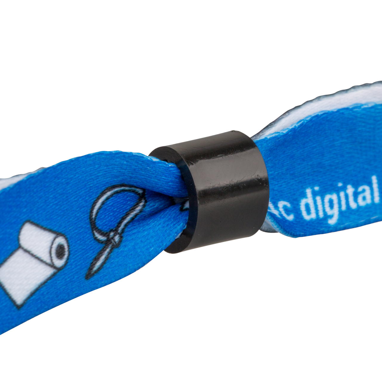 Printed fabric wristbands – single-sided - Plastic closure (self-sealing)