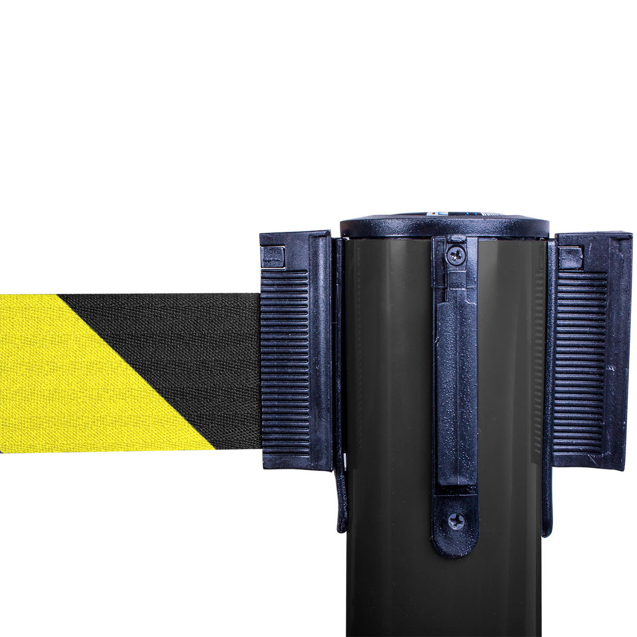 Gurtabsperrpfosten Kunststoff - schwarz - schwarz-gelb