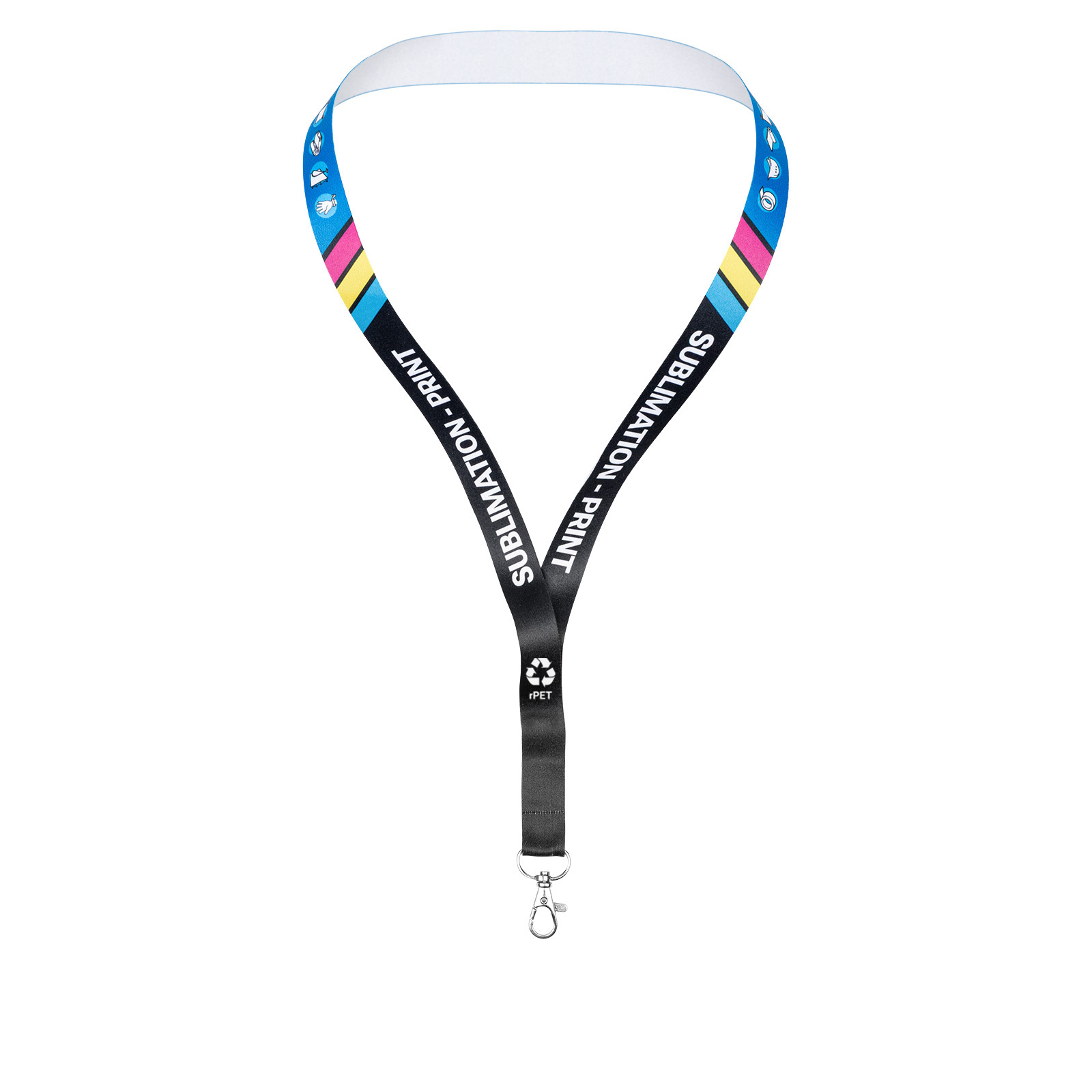 rPET Lanyard bedruckt 1-seitig - 20 mm - Karabiner Standard - ohne Sicherheitsverschluss - ohne Clip