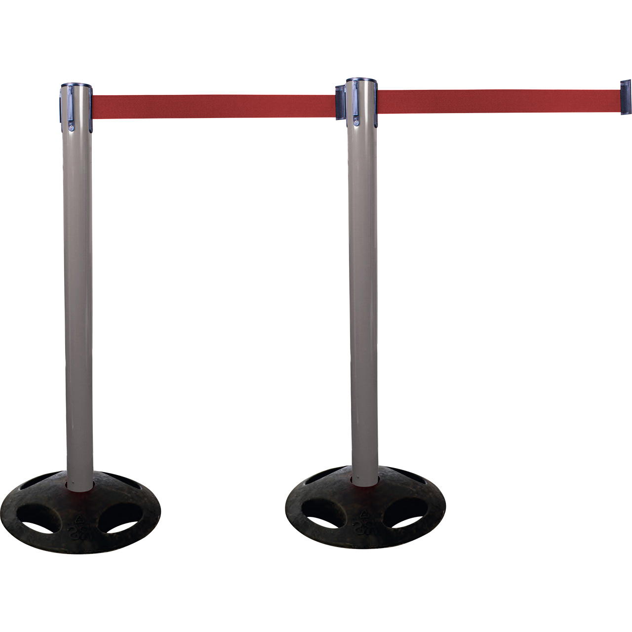Plastic belt barrier posts - grey - red