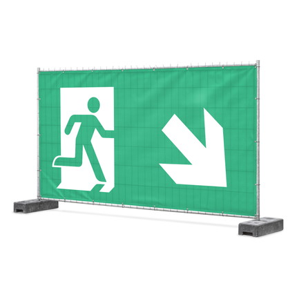 Emergency exit banners with directional arrows - Emergency exit right downward