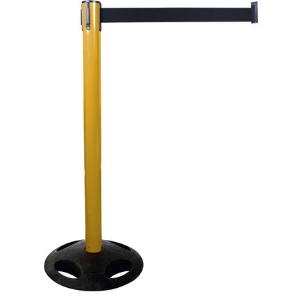 Plastic belt barrier posts - yellow - black