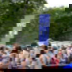 construction fence flag with pictogram - WC (blue-white) construction fence flag with pictogram - WC (blue-white)