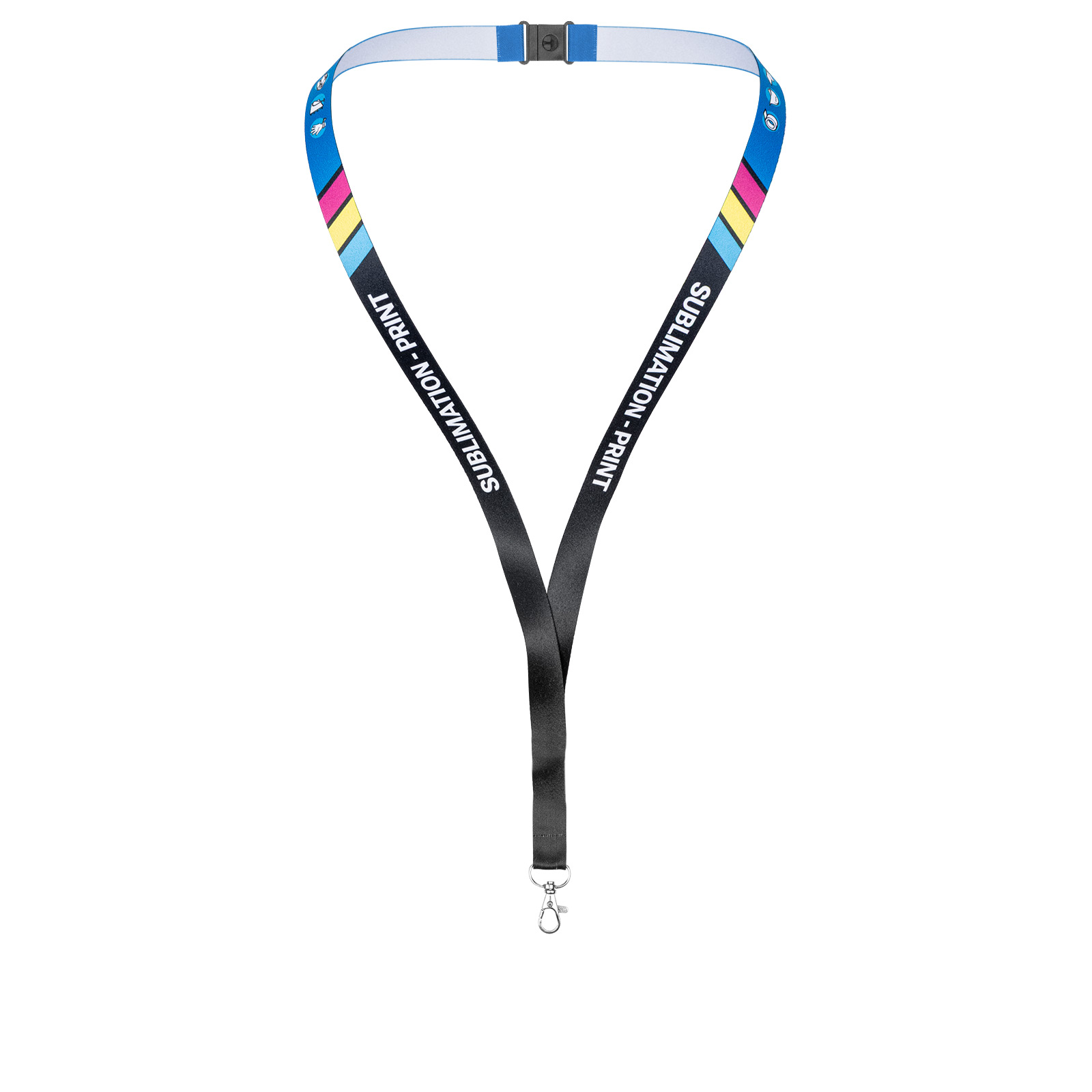 Lanyards bedruckt 1-seitig - 15 mm - Karabiner Standard - mit Sicherheitsverschluss - ohne Clip