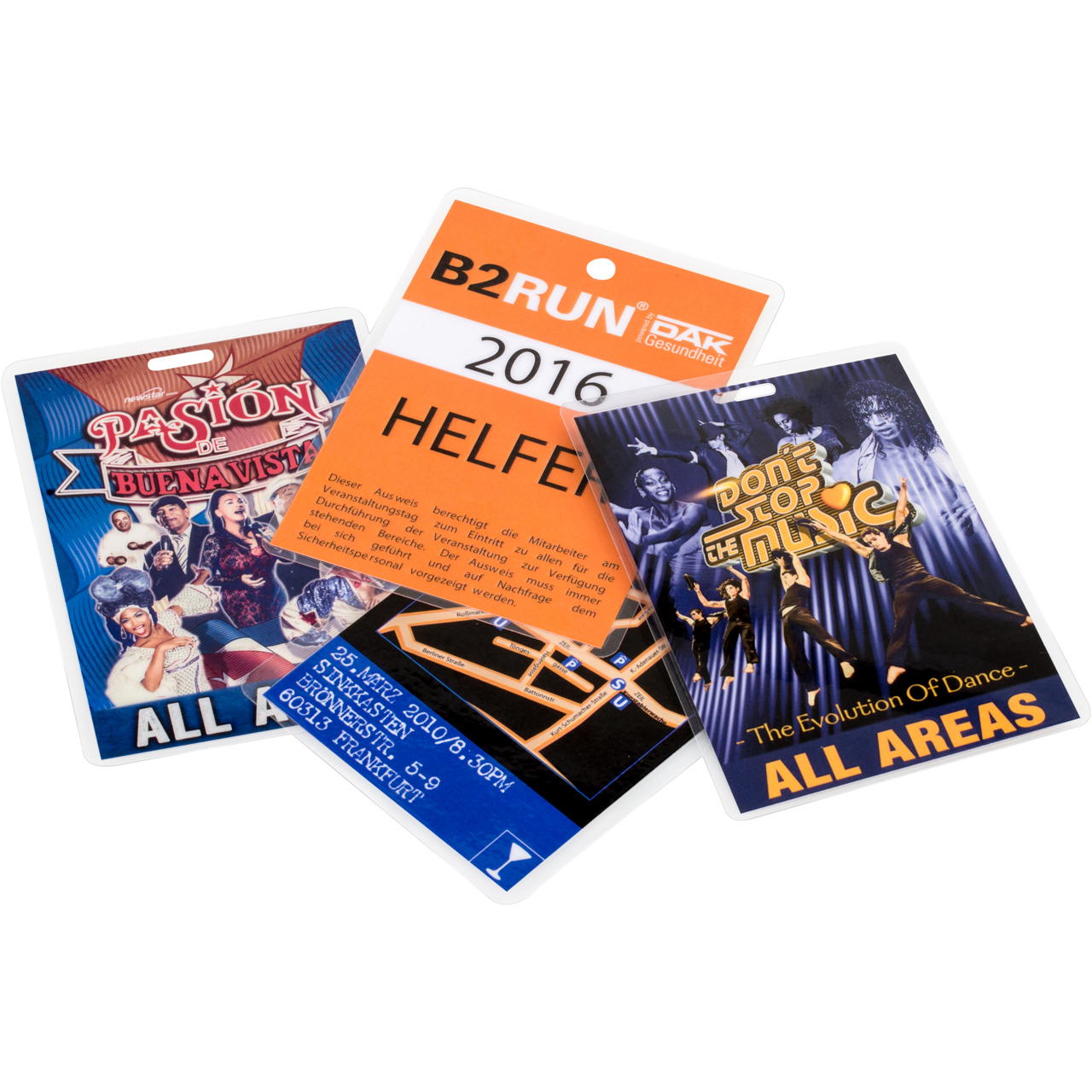 Laminated backstage pass – medium (DIN A7) - without numbering - 1-page - with slotted hole