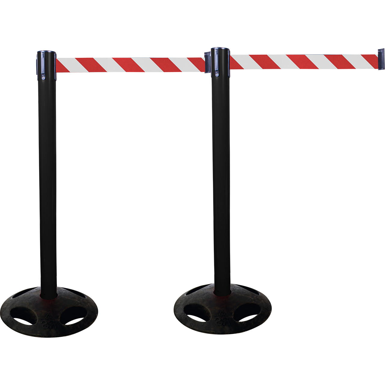 Plastic belt barrier posts - black - red-white