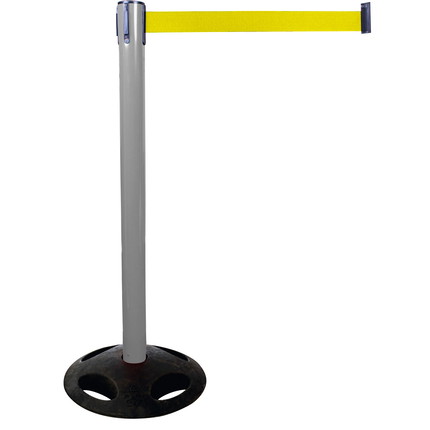 Plastic belt barrier posts - grey - signal yellow