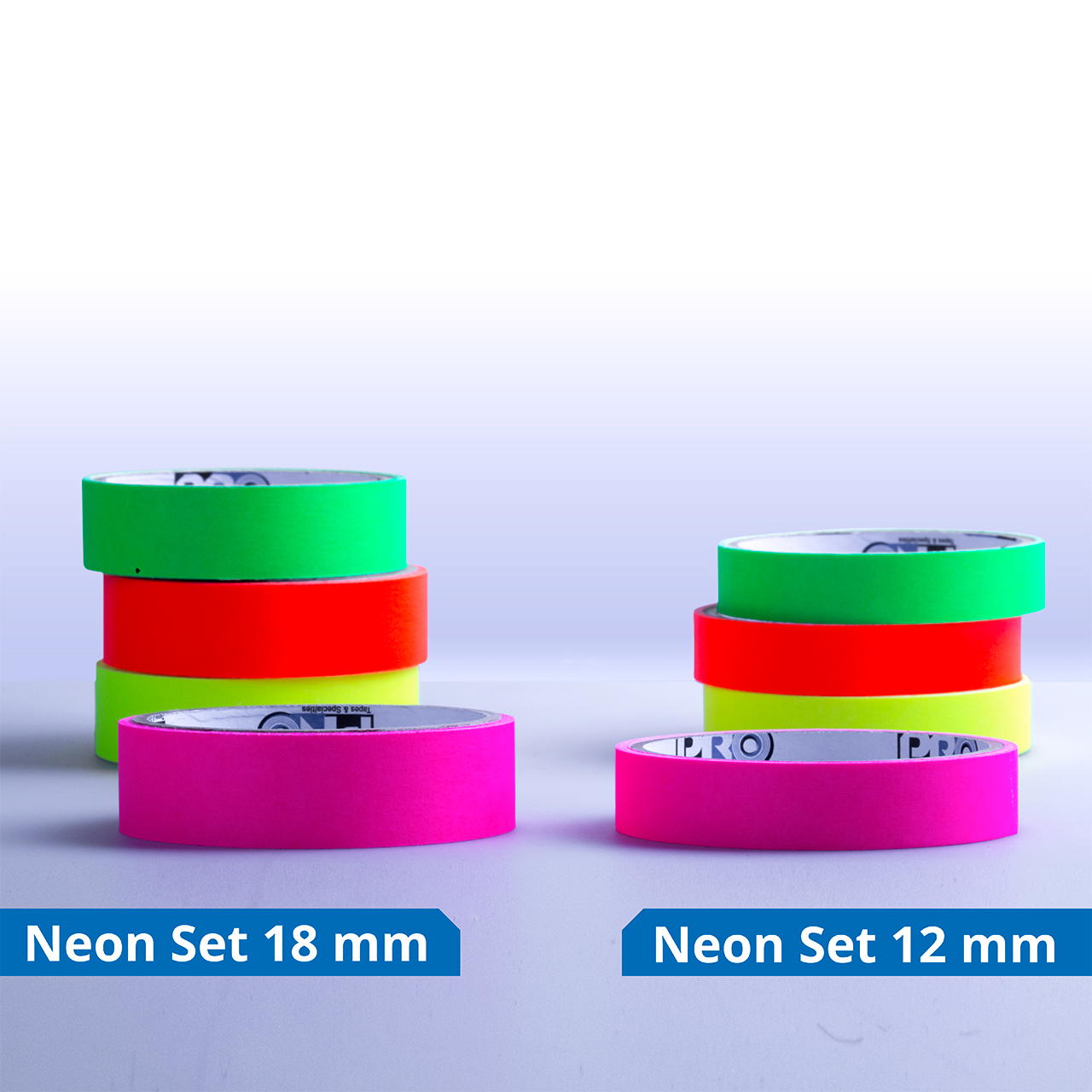 Artist Tape Set - Schwarzlicht Klebeband in 4 Neonfarben - 12 mm x 4,5 m