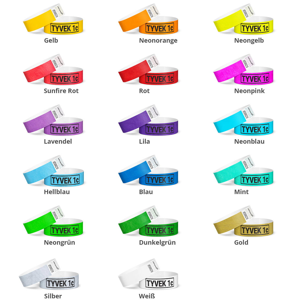 Tyvek Bänder 1-farbig bedrucken lassen – 19 mm, rot - rot