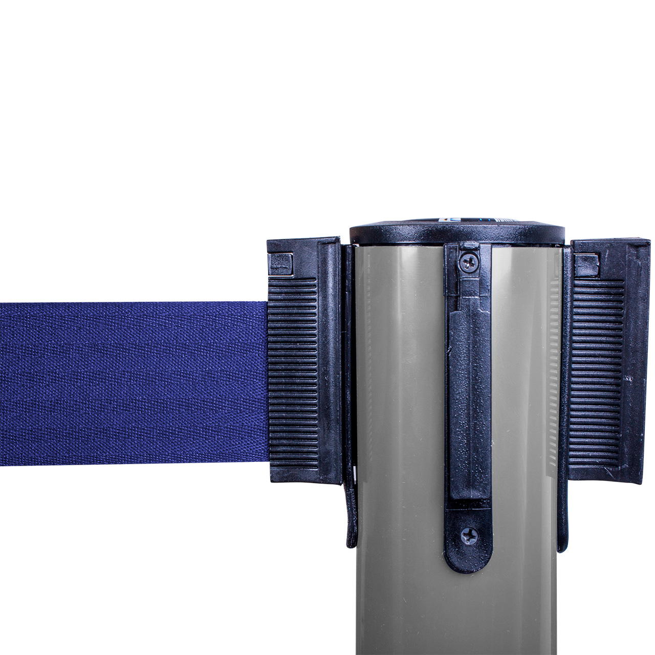 Plastic belt barrier posts - grey - blue