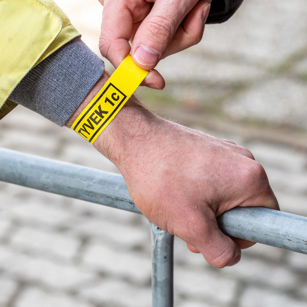 Printed single-colour 19 mm tyvek wristbands - yellow