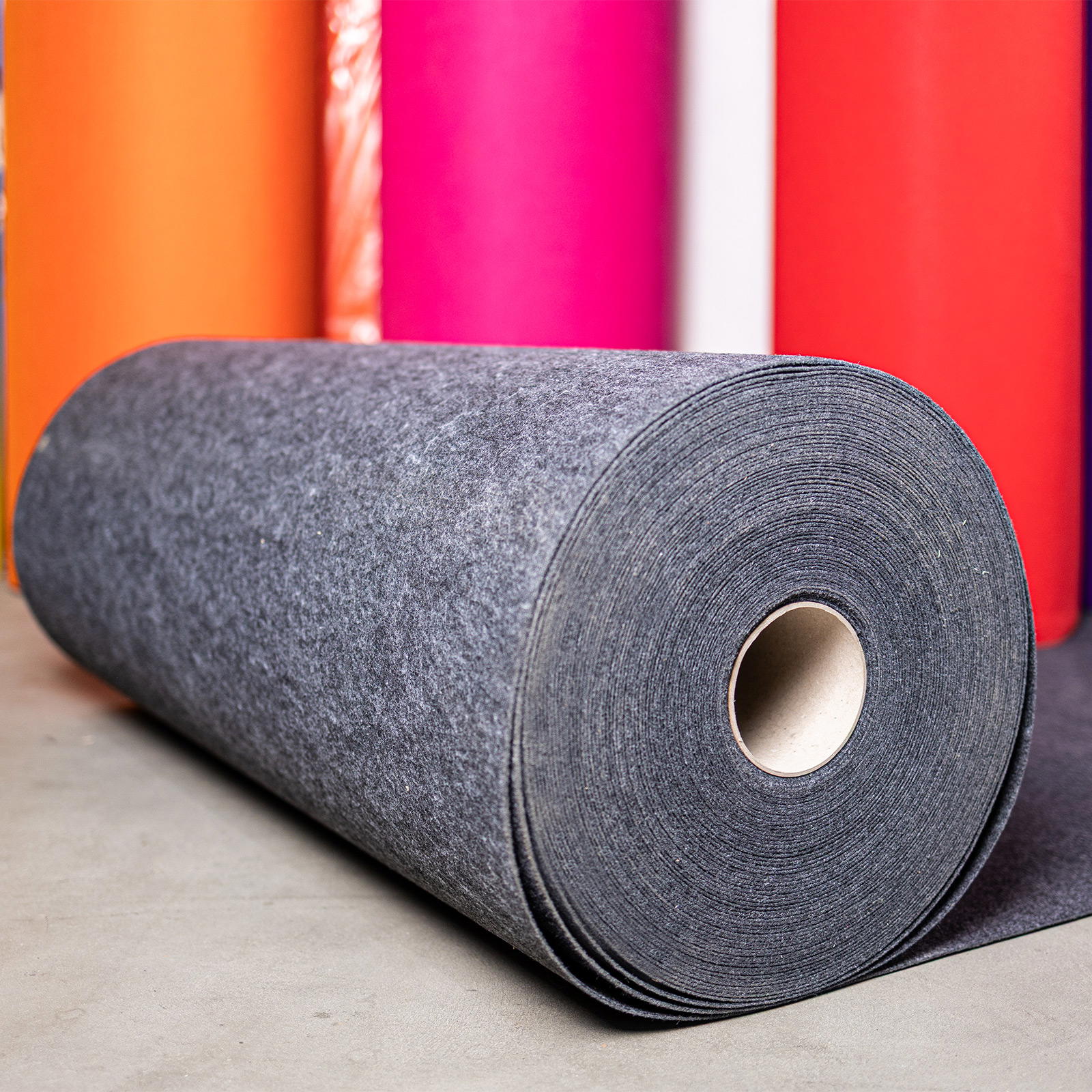 Rips Messeteppich Rollenware 2 m x 25 m - grau meliert