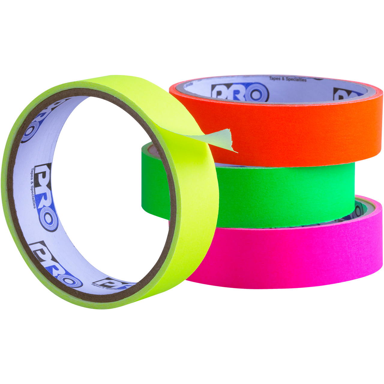Artist Tape Set – UV-active adhesive tape in 4 neon colours - 18 mm x 4.5 m