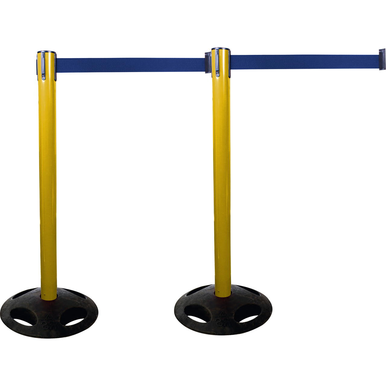 Plastic belt barrier posts - yellow - blue