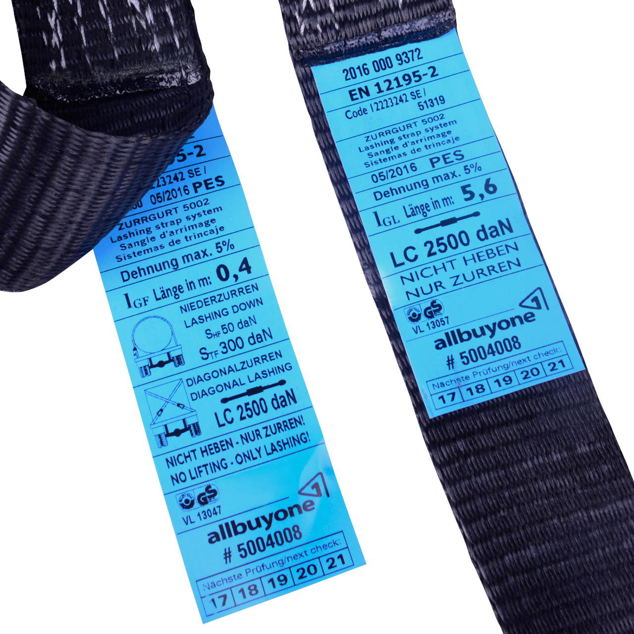 lashing strap black - 2-part - 6.00 m x 50 mm