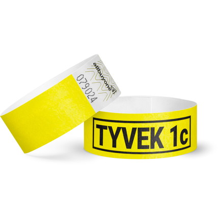Printed single-colour 25 mm tyvek wristbands - neon yellow